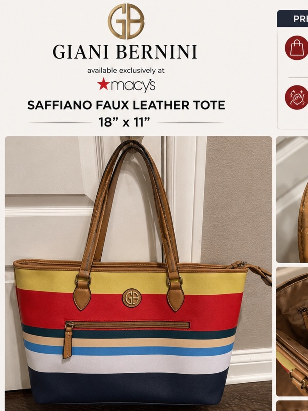 Giani Bernini Saffiano faux leather
18”x11” tote
see pics